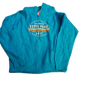 Estes Park Colorado Hoodie Full Zip Blue Pockets Youth Size Extra Large‎